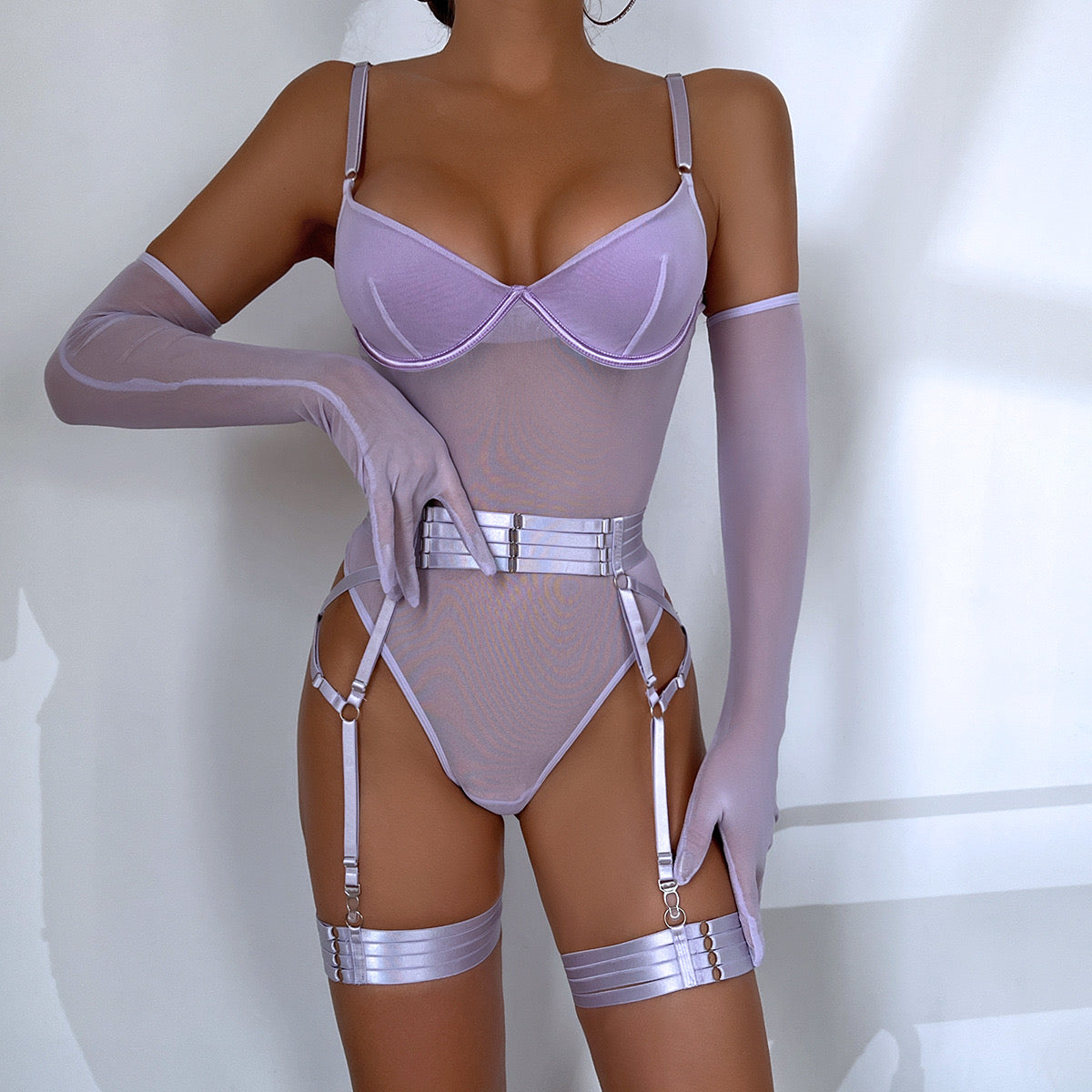 Bella Catsuit with Garter Belt and Gloves